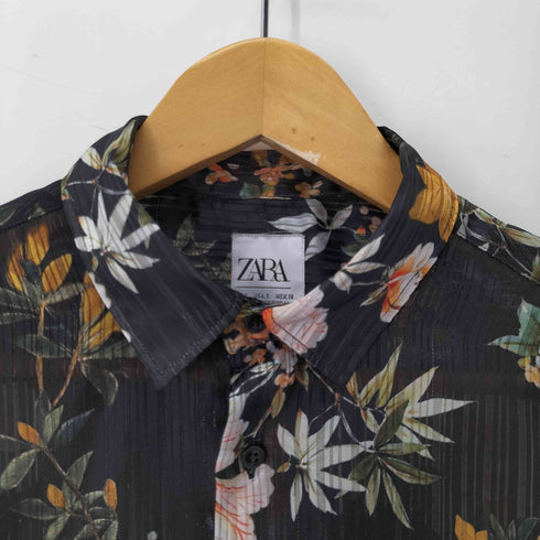 ザラ ZARA RELAXED FIT 花柄 レースシャツ メンズ JPN:S